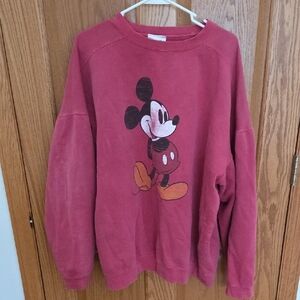 90s Vintage Disney Red Crewneck Mickey Sweater
